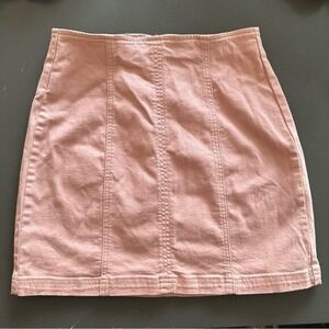 PacSun Pink Short Mini Skirt Stretch Material Faux Denim 24 Zipper Back Tight